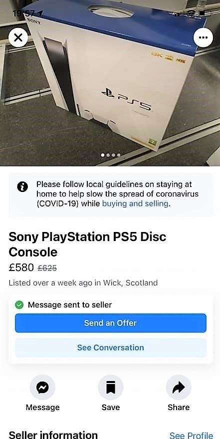 Another suspected PlayStation 5 scammer claims to be living in Wick but her profile information states her home is in Germany.