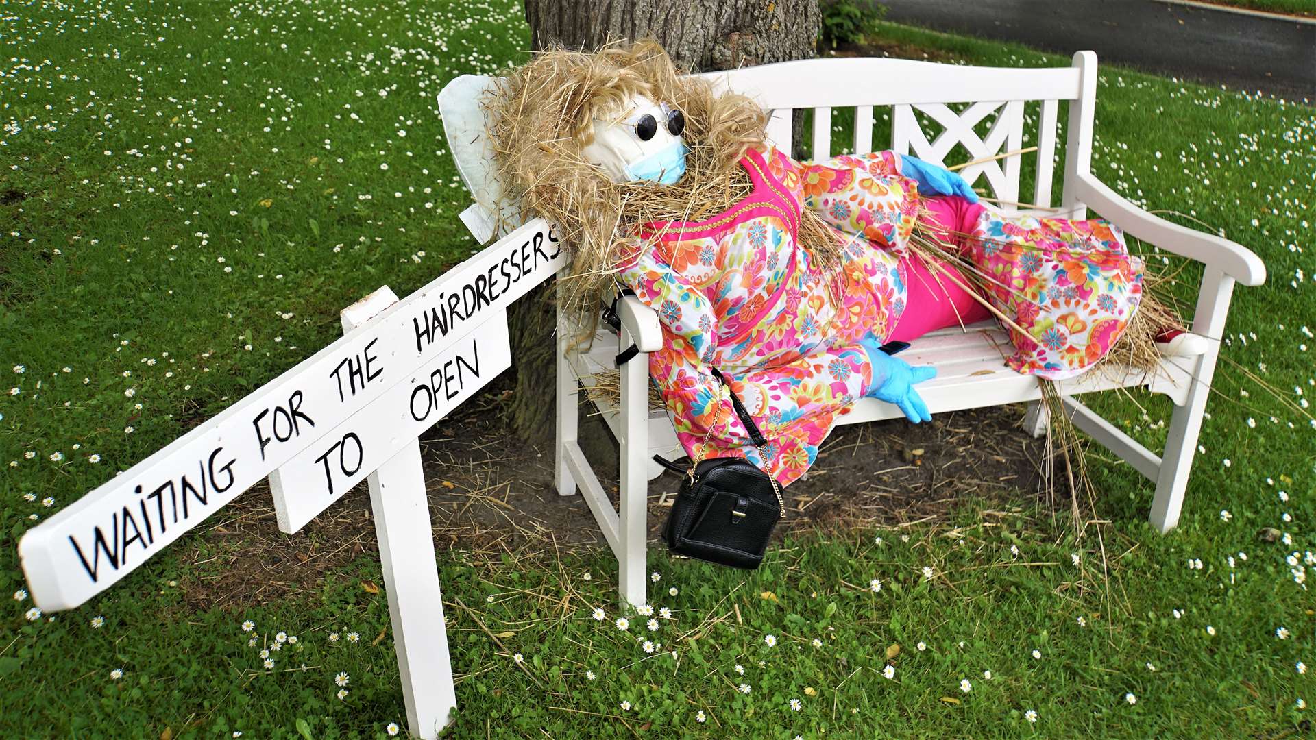 Waiting patiently for the hairdressers to open is this Wick Gala scarecrow entry from 2020, made by Jennifer Cowie.
