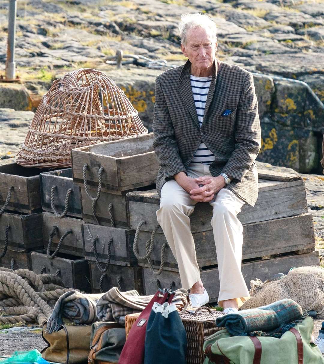 Actor Charles Dance last year at Keiss harbour where he was playing the key of Lord Louis Mountbatten in The Crown. Picture: Jasperimage