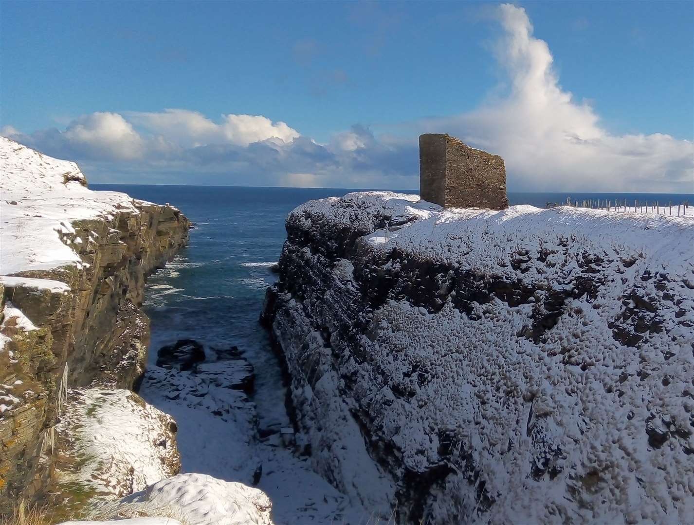 The Castle of Old Wick in the snow last week. Picture: Philip Murray.
