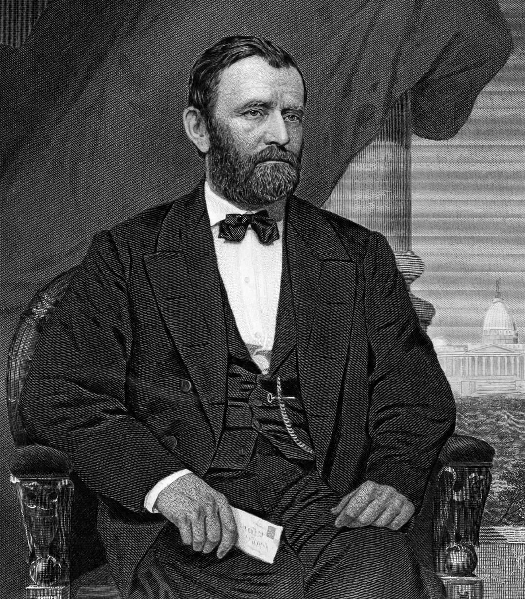 An engraving of Ulysses S Grant from 1873. The 18th president of the United States is among those listed on Wick's Distinguished Visitors plaque.