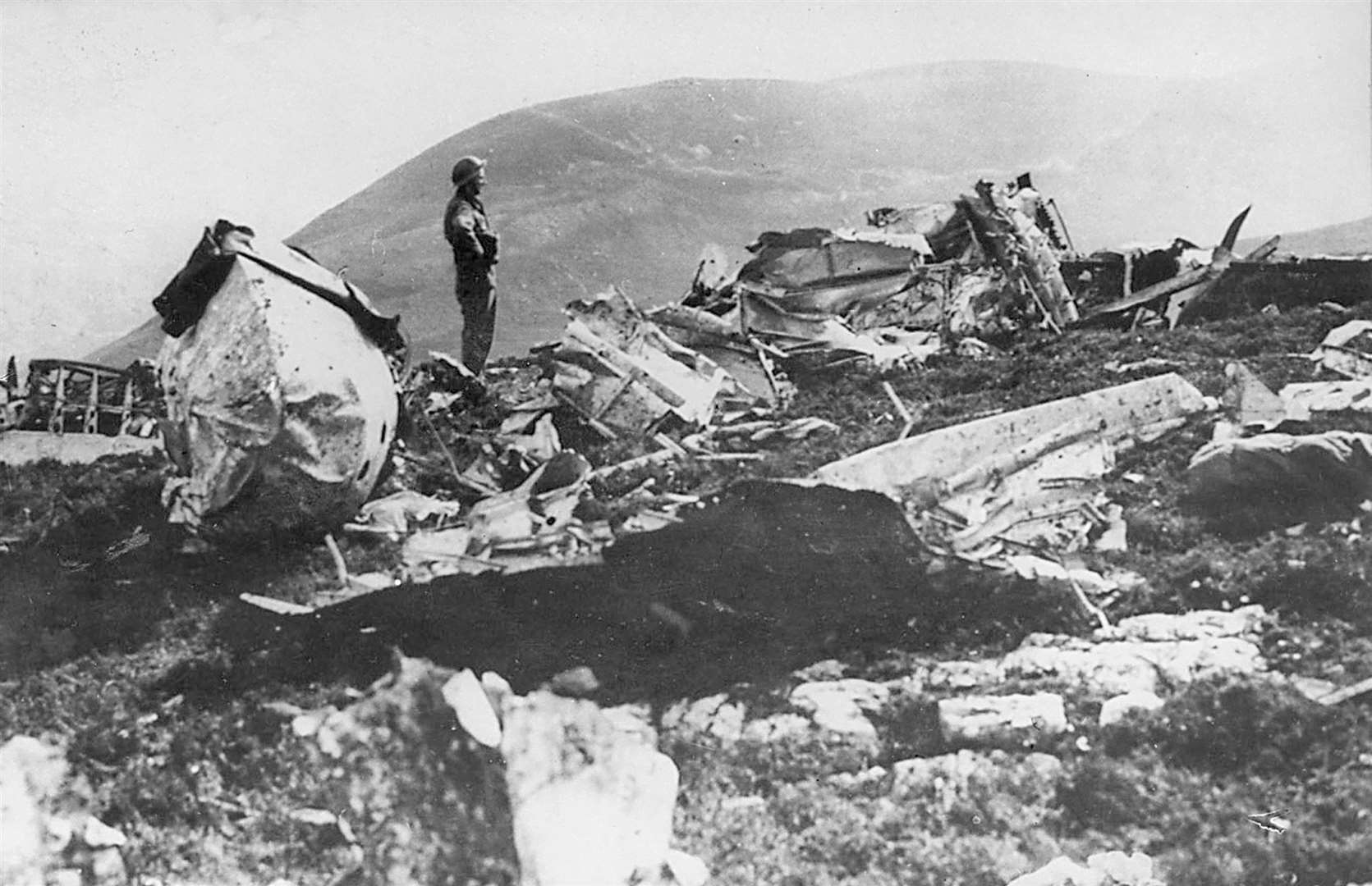 Wreckage of the Sunderland flying boat at the crash scene. Picture: After the Battle