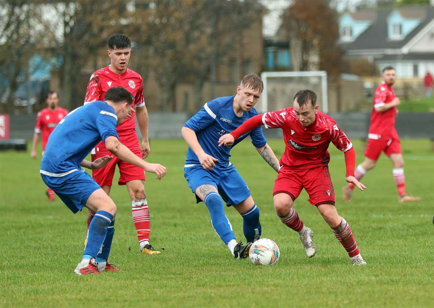 Cameron Montgomery, in action here against Golspie, scored Thurso's goal at Alness on Saturday. Picture: James Gunn