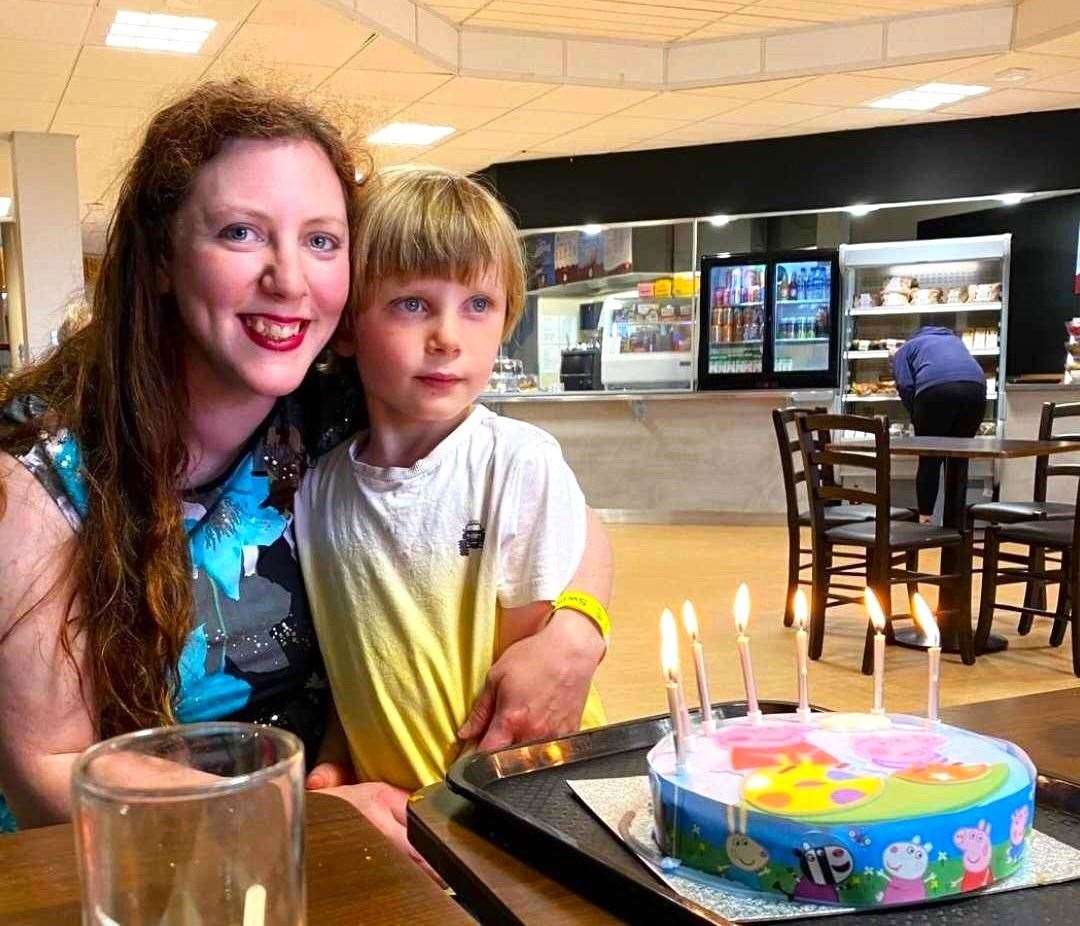 Elizabeth Jones and her son, Ollie, celebrate his seventh birthday. Mrs Jones is asking for respite care from Highland Council and has joined with other concerned parents locally to pressure the local authority. Picture supplied