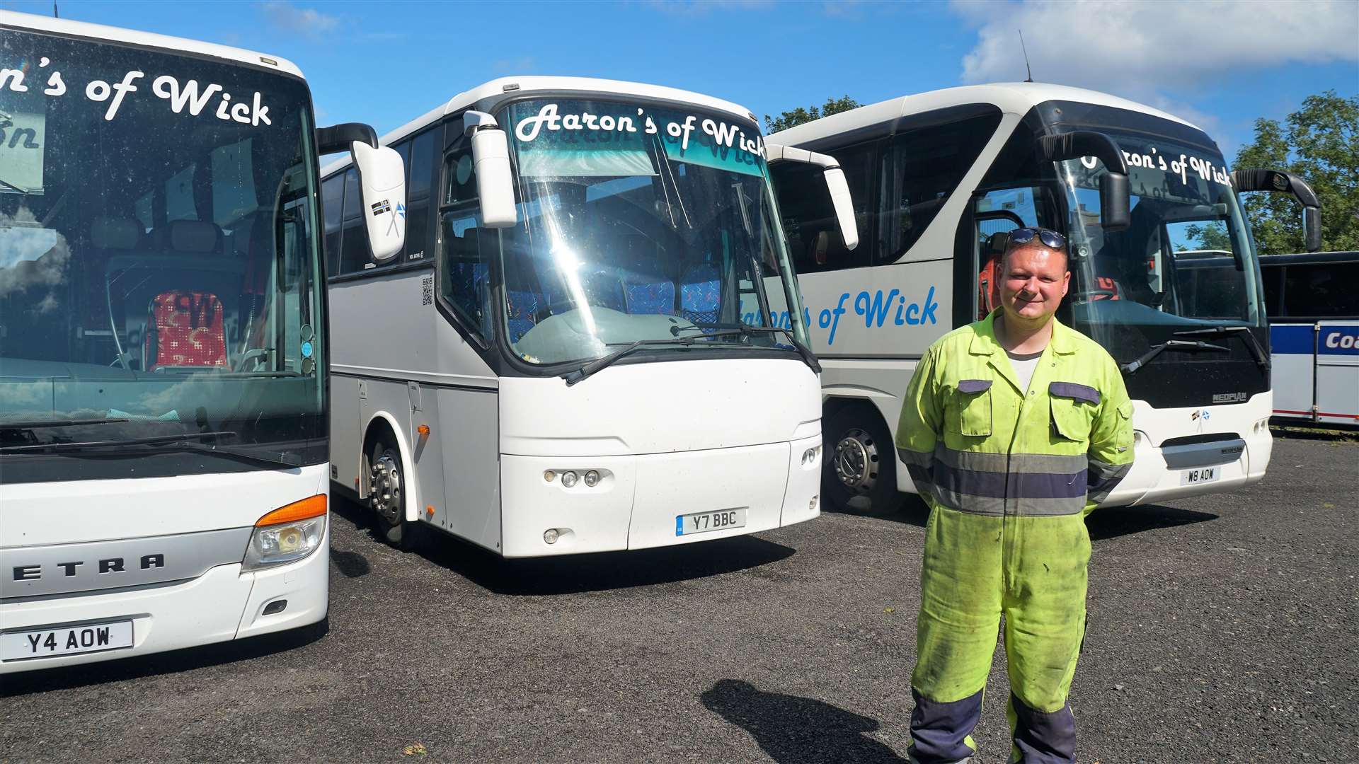 Aaron Wilson at his new depot in Wick near the Pulteney Distillery. Picture: DGS