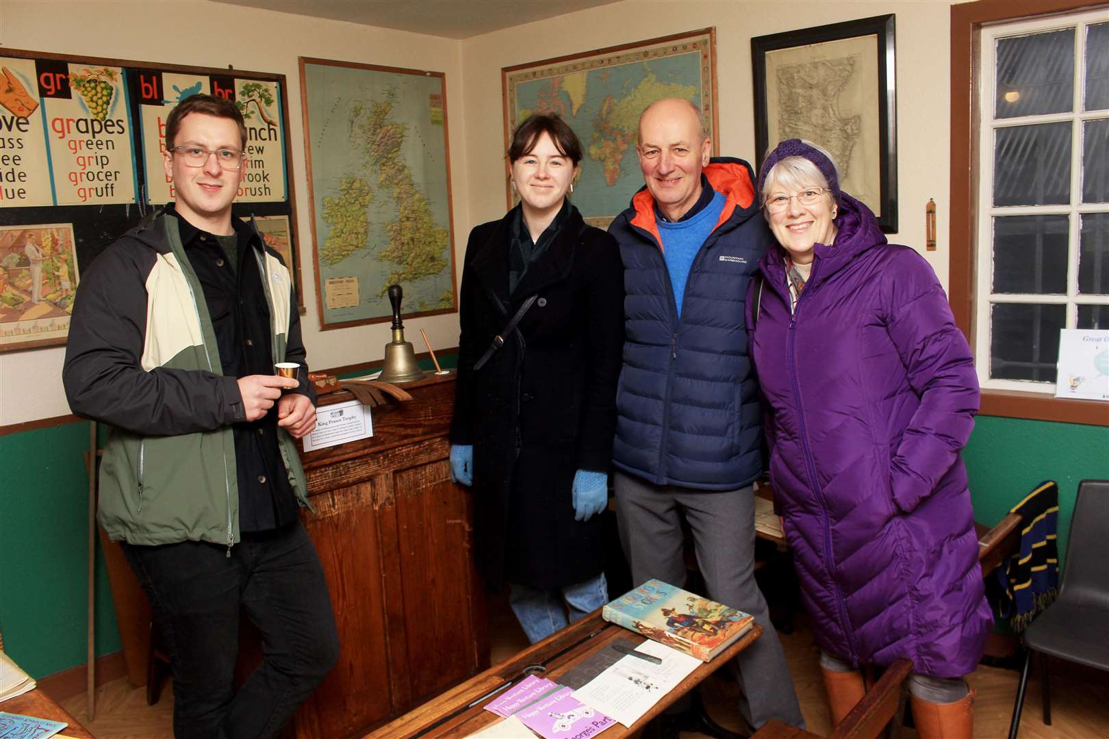 Tom Richard, Eilidh Robertson, Alister Richard and Mary Richard in the museum's schoolroom area. Picture: Alan Hendry