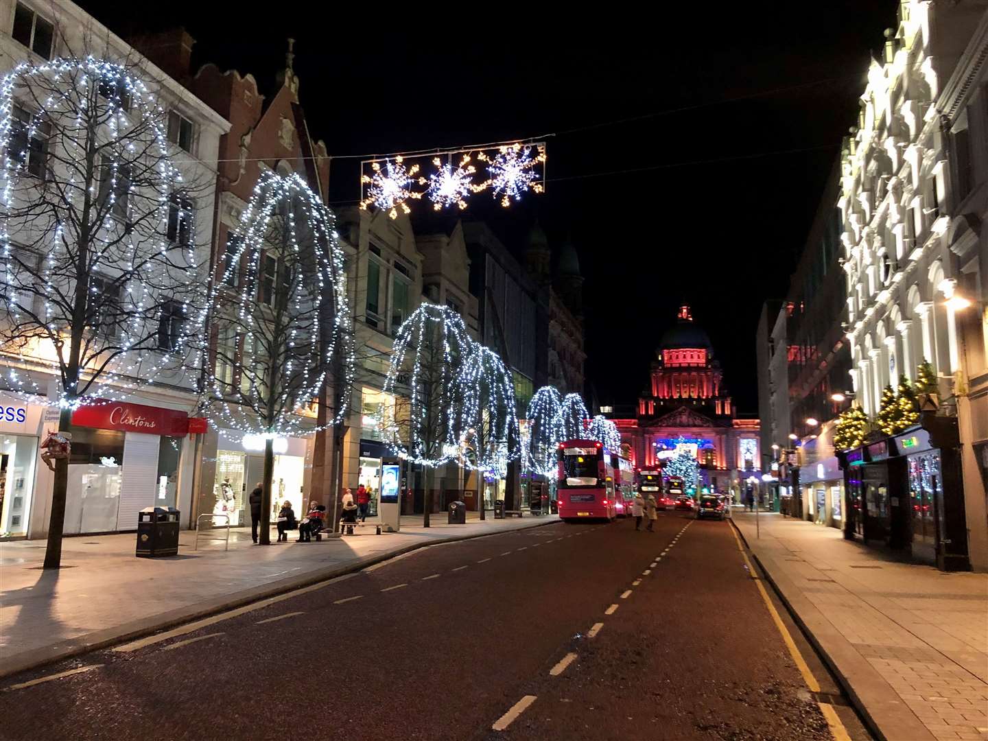 A deserted Belfast city centre midway through Northern Ireland’s circuit-break lockdown in December (David Young/PA)