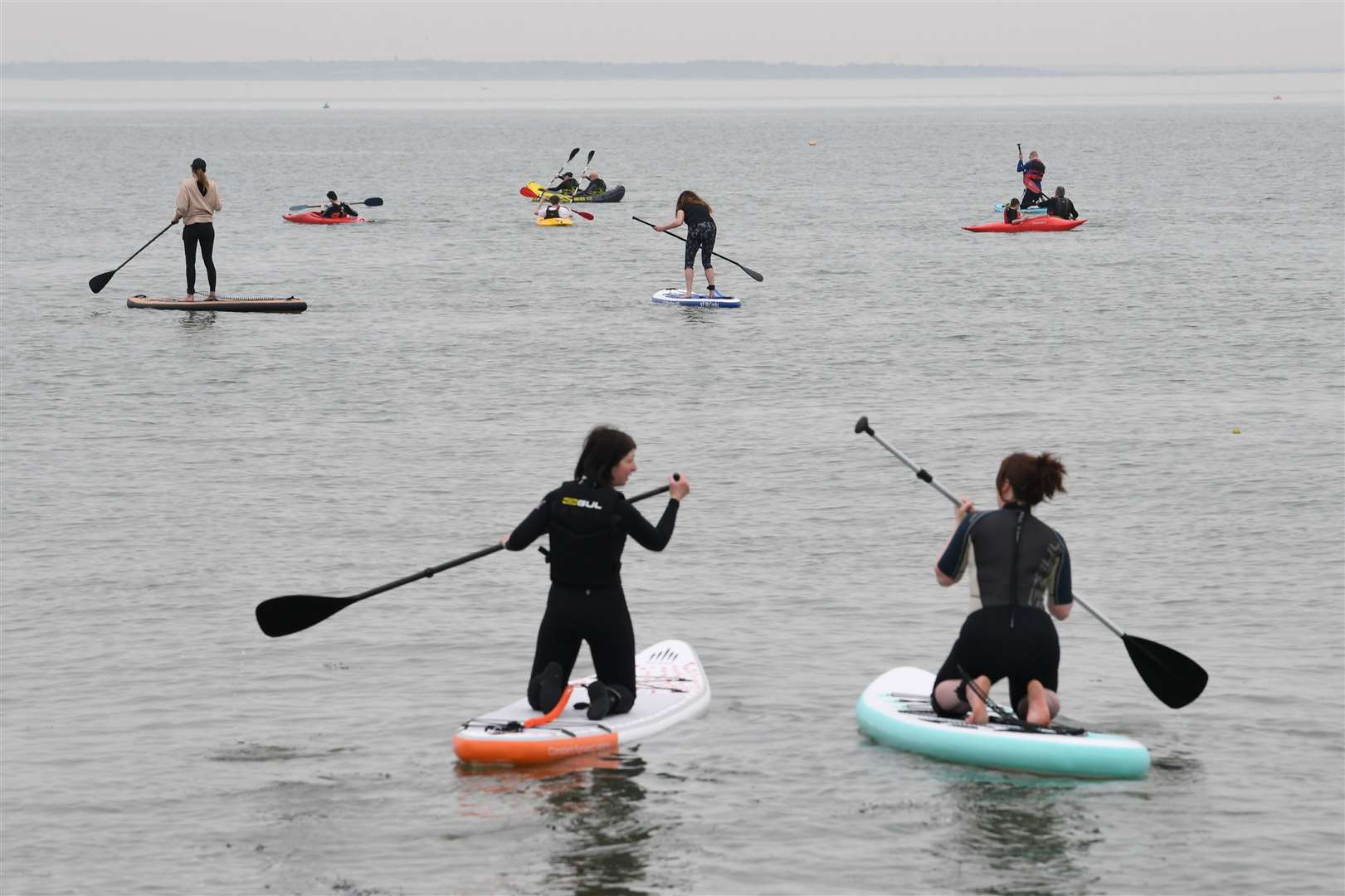 Paddleboarders at Southend in Essex (Stefan Rousseau/PA)
