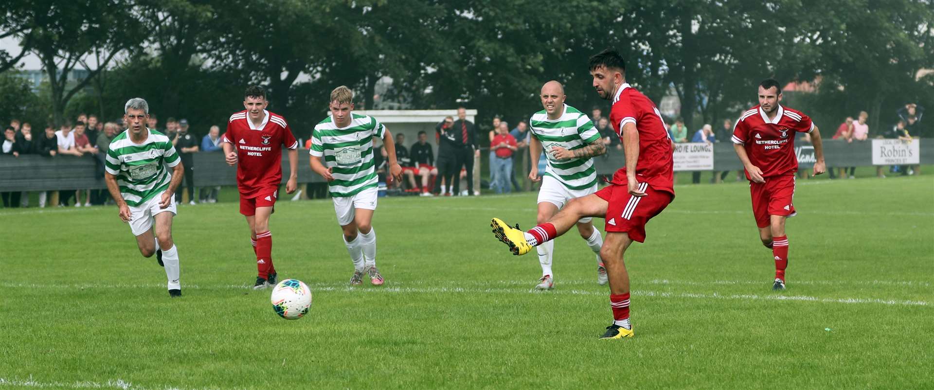 Graham MacNab opens the scoring for Wick Groats from the penalty spot. Picture: James Gunn