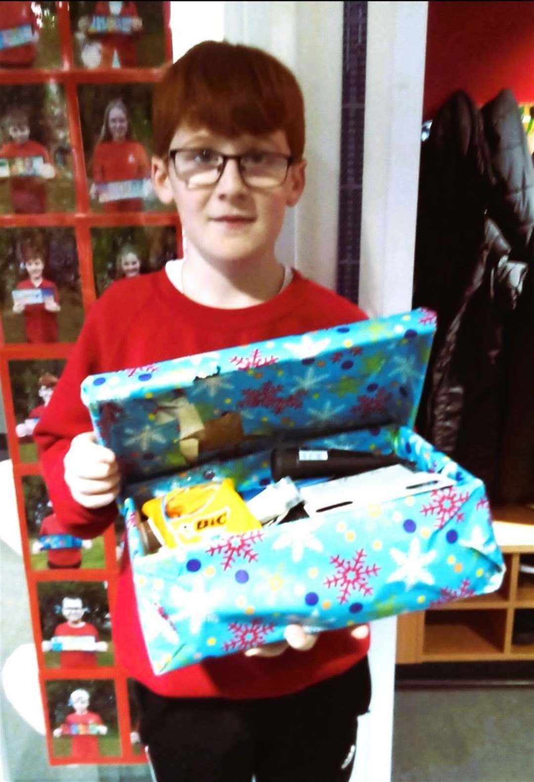Callum P7 collected items for the Blythswood Appeal.