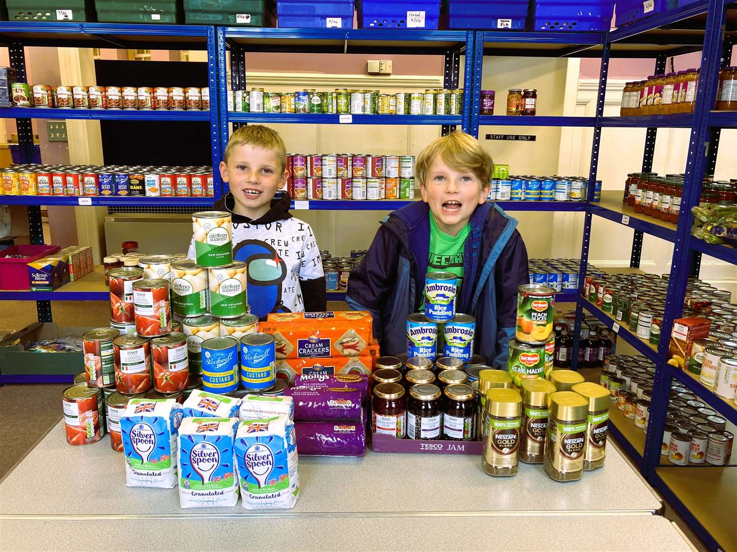 The brothers raised £74 and bought items they donated to Caithness Foodbank's Wick centre.