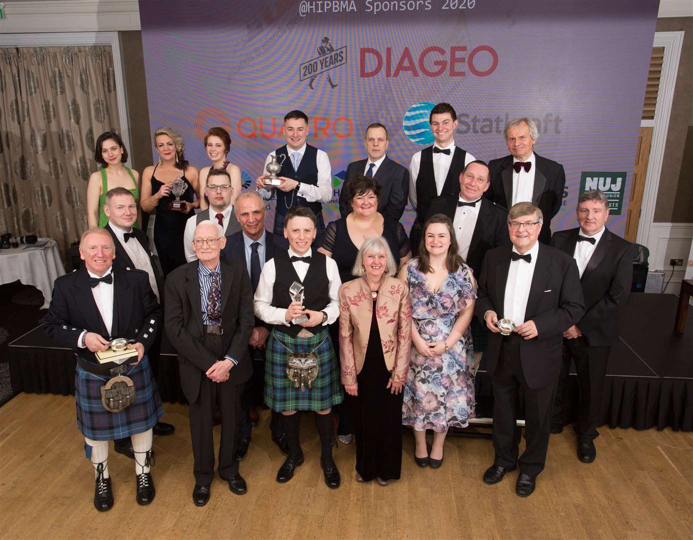 Trophy-winners gather for a group shot during the annual Highlands and Islands Press Ball and Media Awards held in the Kingsmills Hotel, Inverness, on Friday. Picture: Alison White