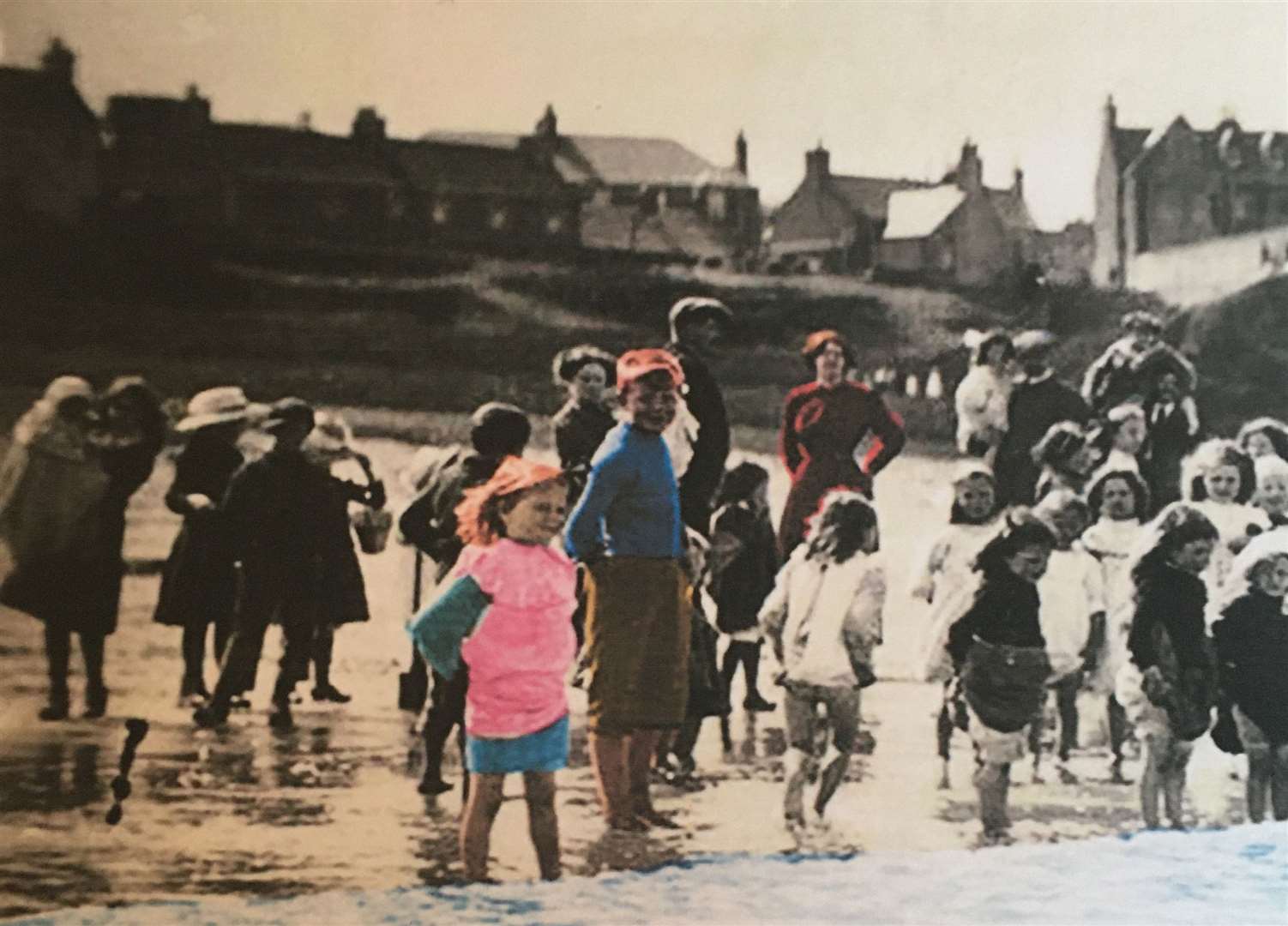 The New Year Soakin' promotional poster features artwork based on an archive photo of local bathers.