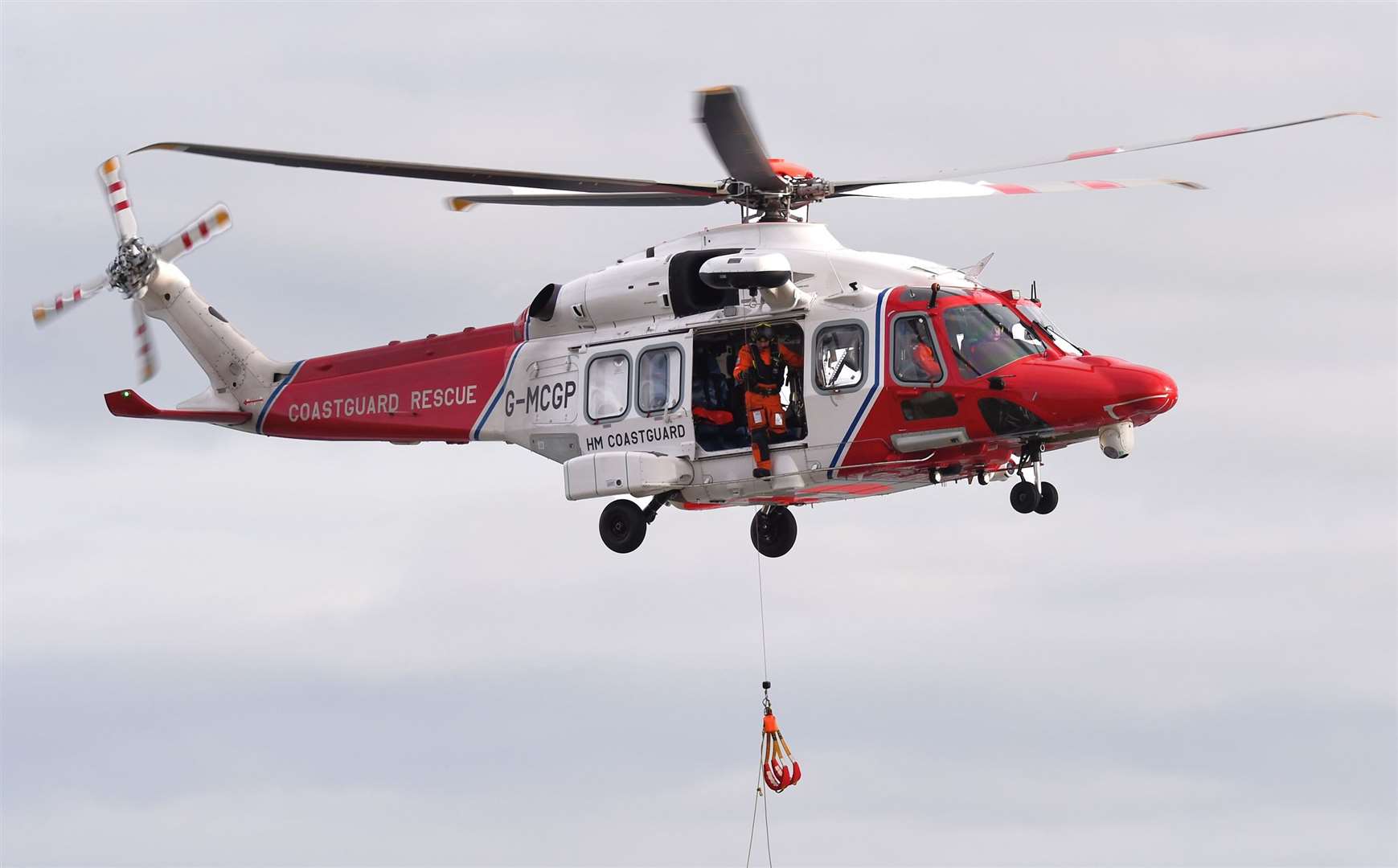 Coastguard rescue helicopter at Victoria Walk in Thurso dealing with a female casualty who had fallen from the cliff. 29/03/2024. Picture supplied
