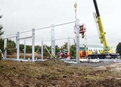 The first steel frame for the new Wolfburn Distillery in Thurso.