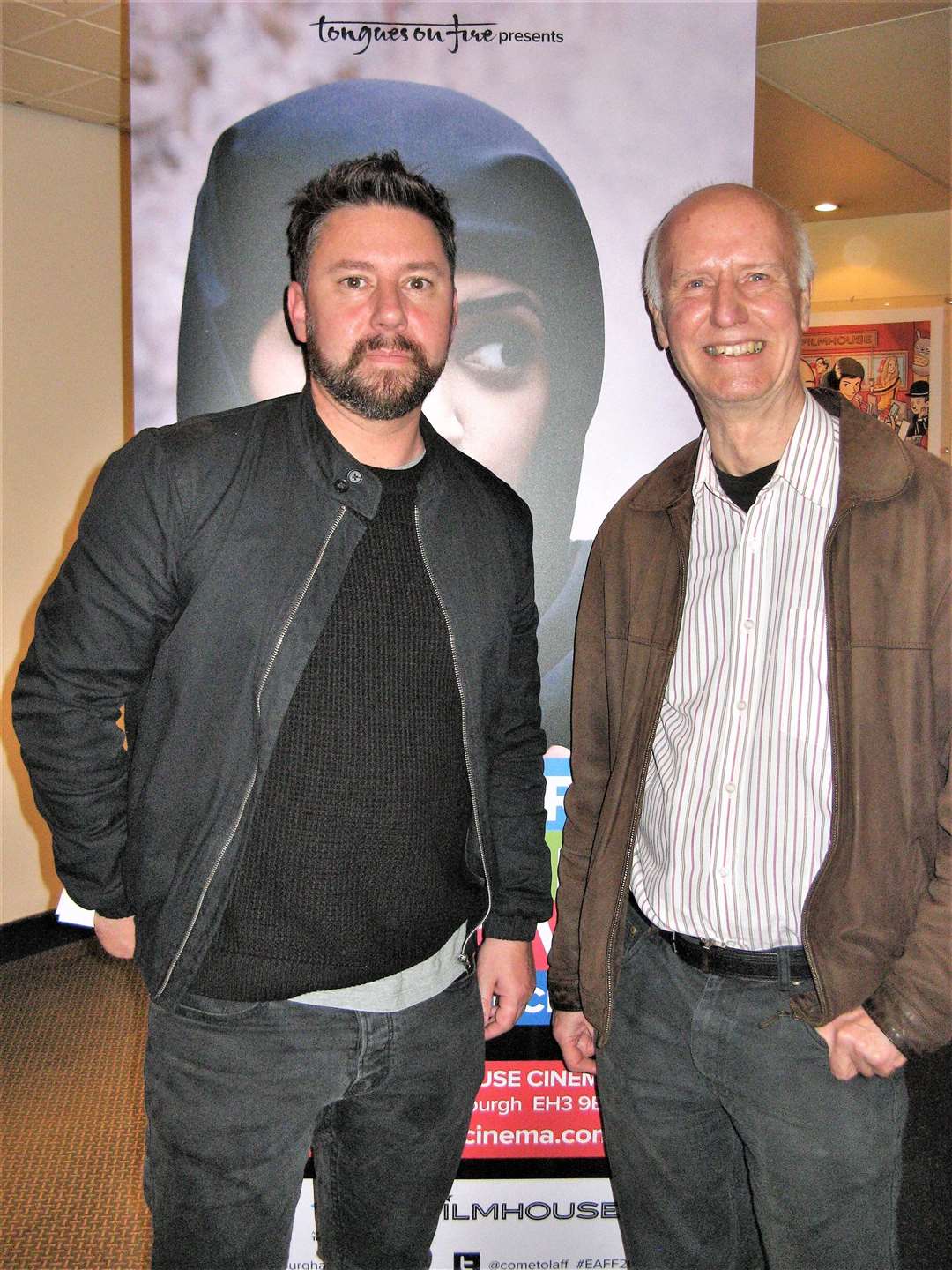 John Sawkins with Chris Robb at the Filmhouse in Edinburgh at the launch of the film Utopia.