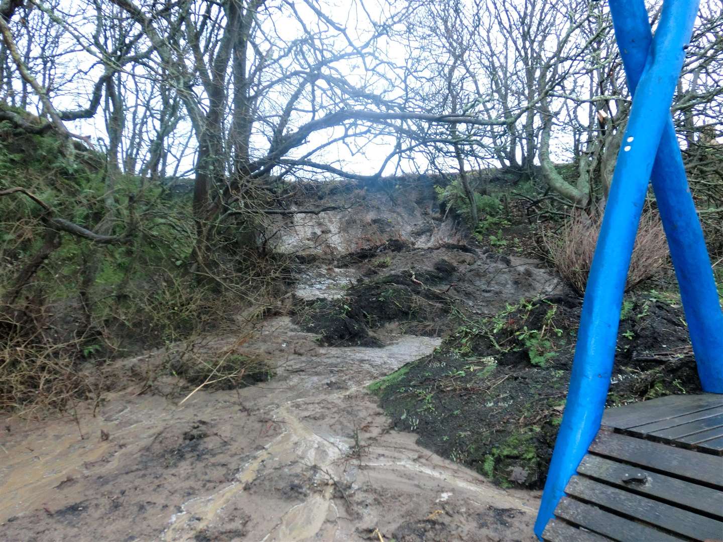 The landslide has put the play park at Wick Riverside out of action.