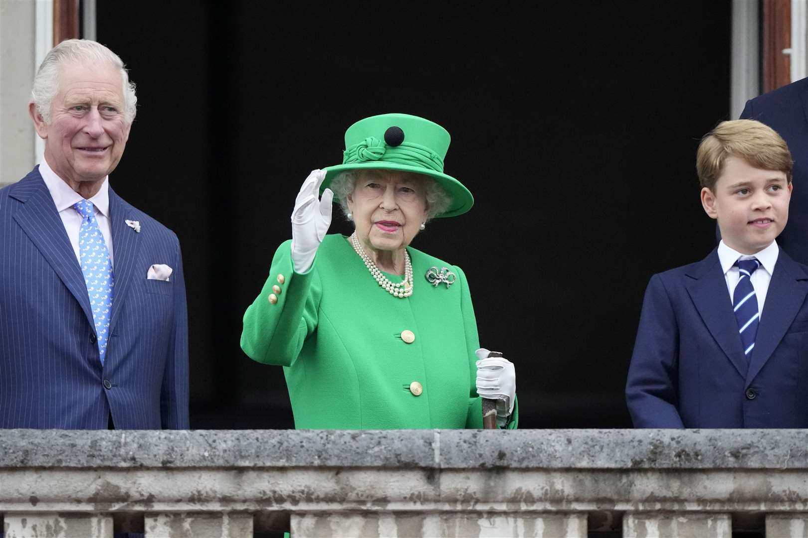 The Prince of Wales,the Queen and Prince George (Frank Augustein/PA)