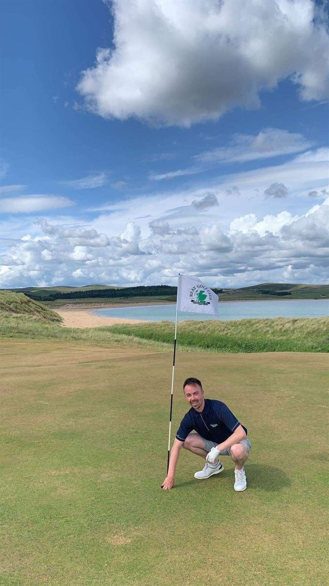Gregor Munro celebrates his hole in one at the 9th hole on his way to a round of 70 which helped him to secure the overall scratch prize in the Strokeplay Championship.