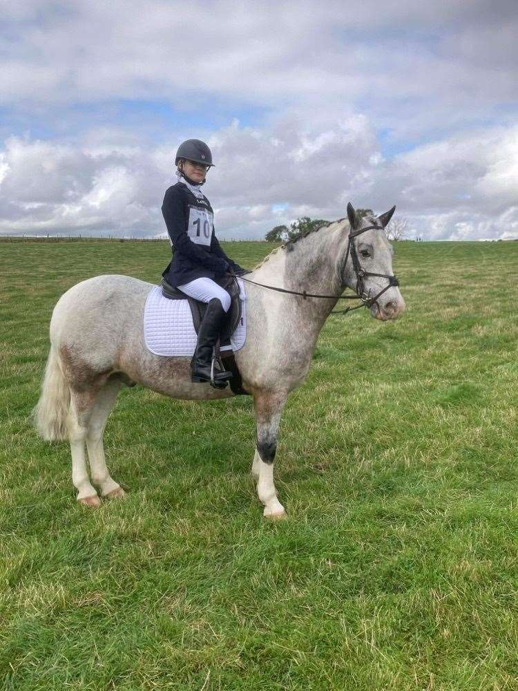 Emily Donn and Biscuit ready for the showjumping phase.