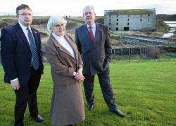 Mike Russell (right), with Lady Maclennan and Dr Graham Elliott, the executive chairman of North Highland Connections, with The Girnal in the background. Picture: Robert MacDonald / Northern Studios.