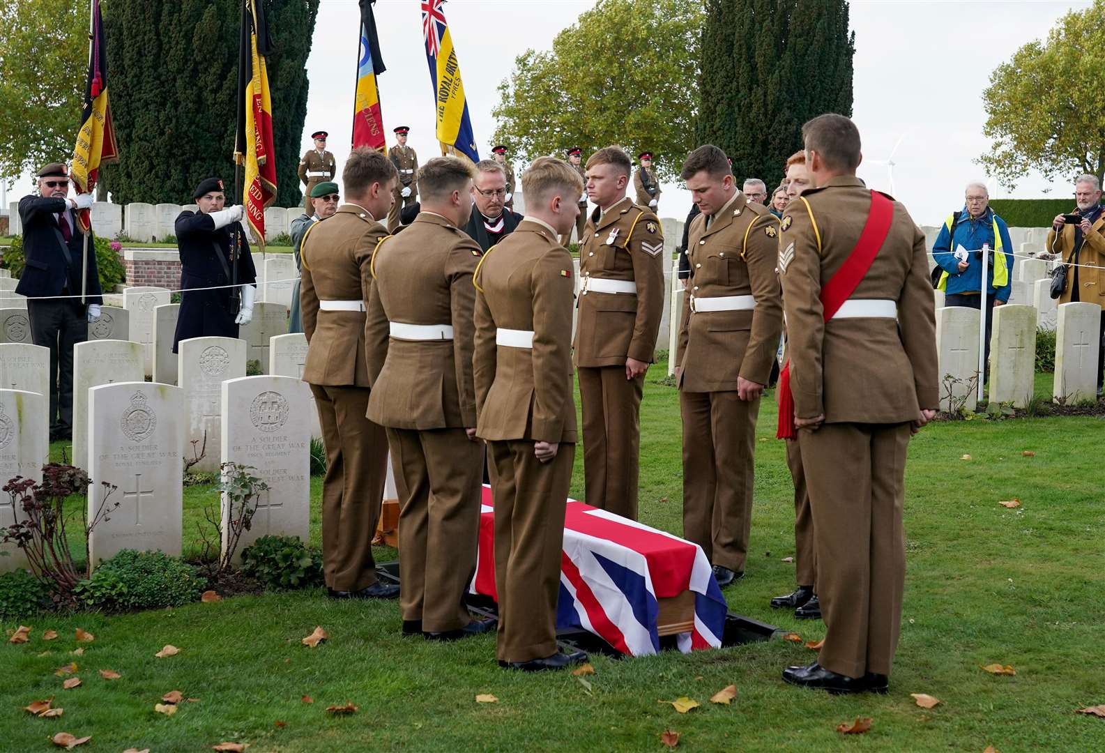 Yorkshire-born Lance Corporal Robert Cook is laid to rest with full military honours (Gareth Fuller/PA)