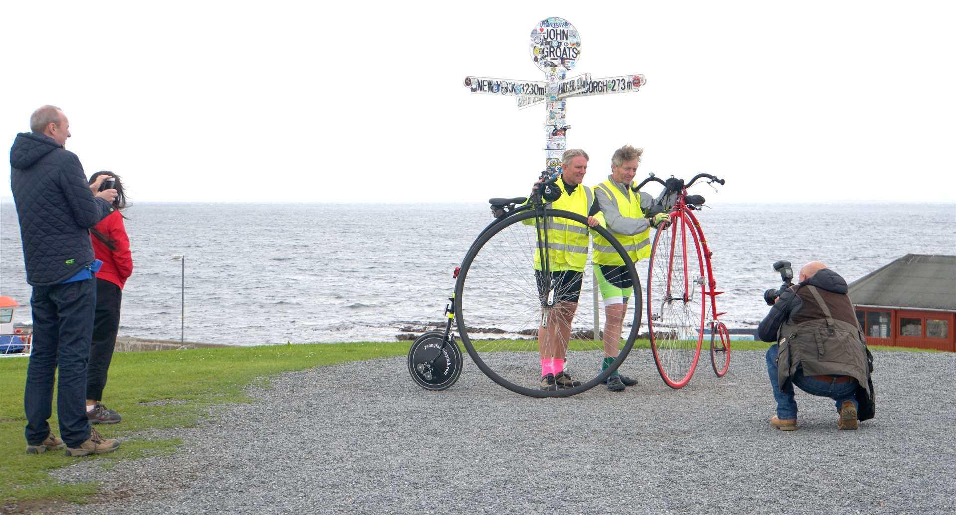 The penny-farthing charity ride concluded at John O'Groats on Sunday and attracted a lot of attention. Pictures: DGS
