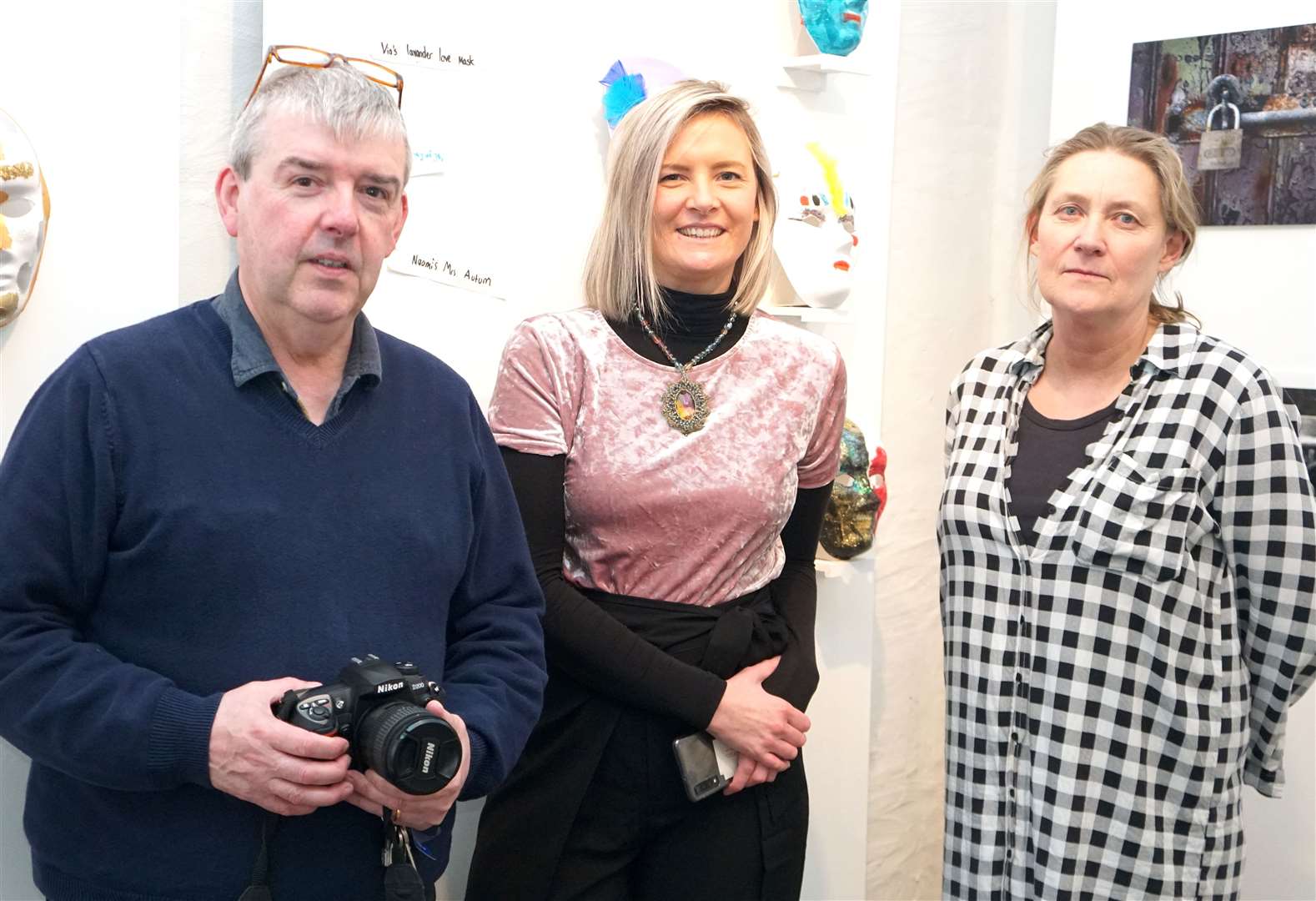Tom Briscoe, Laura O'Kane and Merran Gunn at the Quatre Bras gallery on Saturday. Pictures: DGS