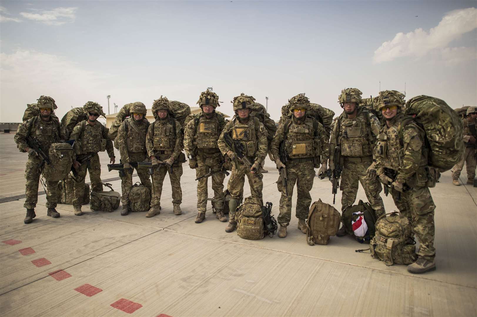Troops waiting for the very final flight out of Camp Bastion, Helmand province (Ben Birchall/PA)