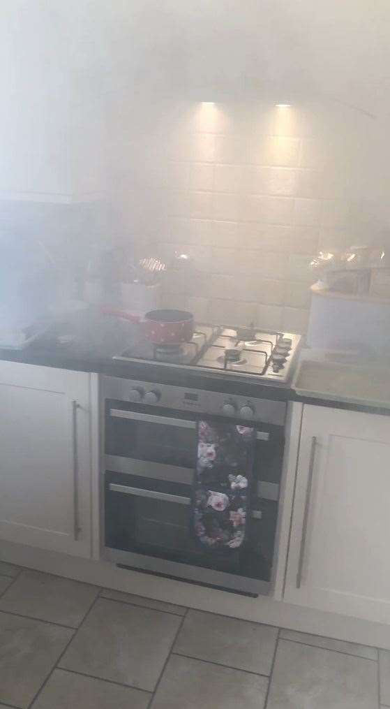 A screengrab from Vaughn Dolphin’s video of his smoke-filled kitchen (West Midlands Police/PA)