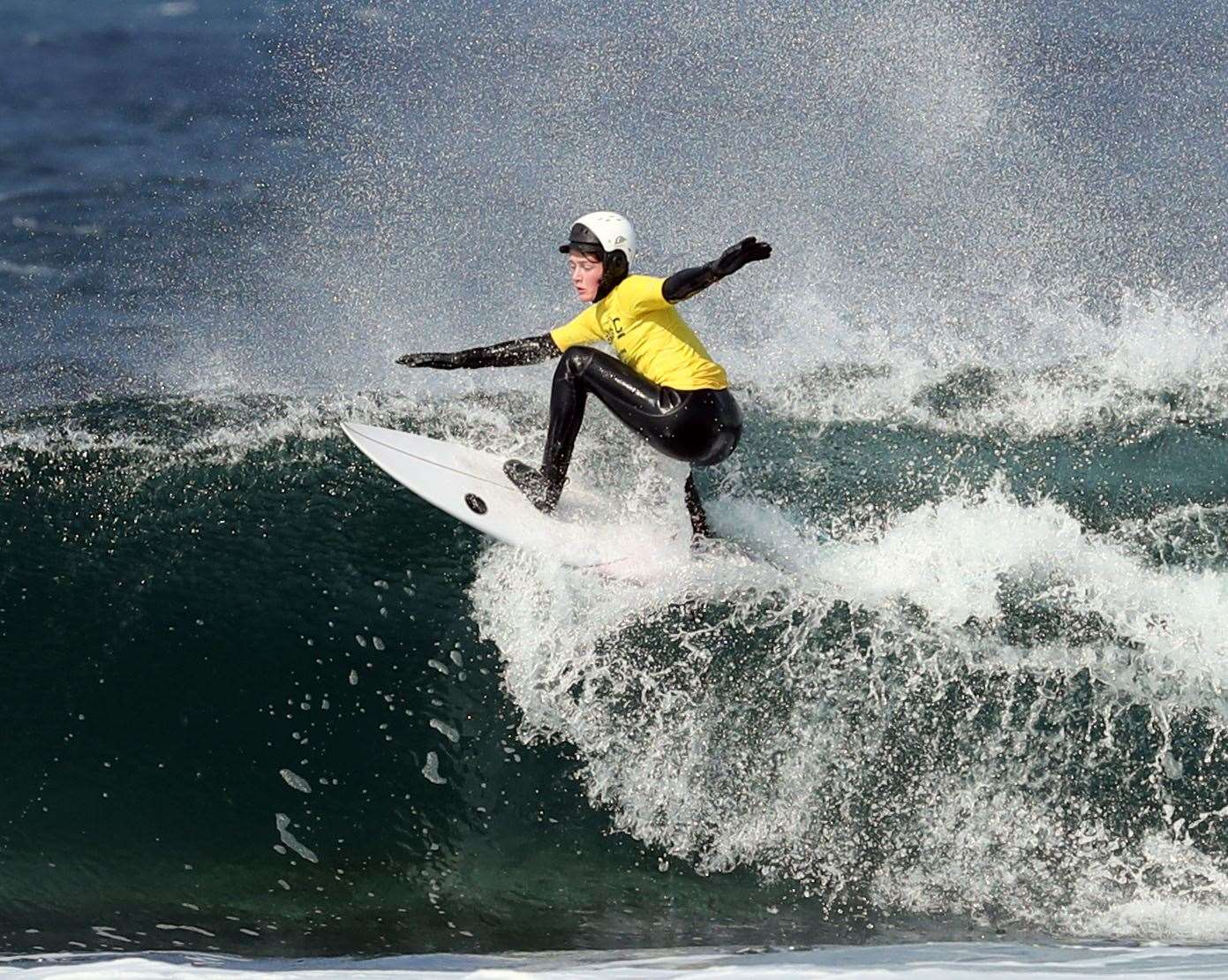 Olivia Mackay of North Shore Surf Club on her way to victory in the junior girls' competition. Picture: James Gunn