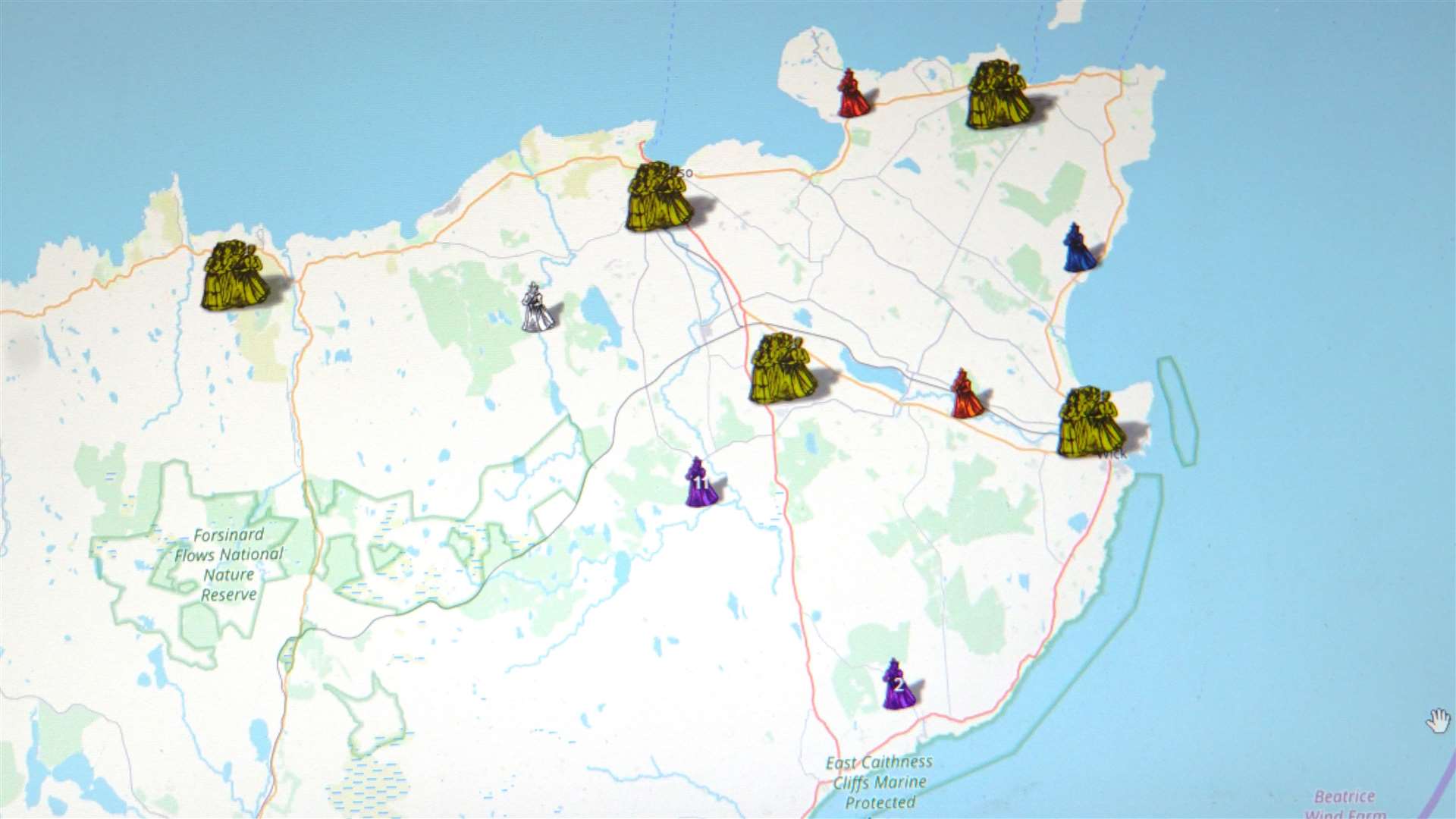 The research map by Edinburgh University academics show places in Caithness where people were accused of witchcraft.