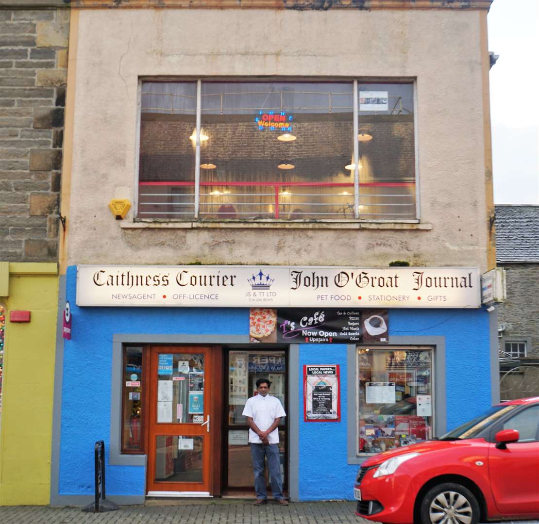 T's Café operates from above Jim Bews shop on Olrig Street and is owned by Josuva Selvanesan. Pictures: DGS