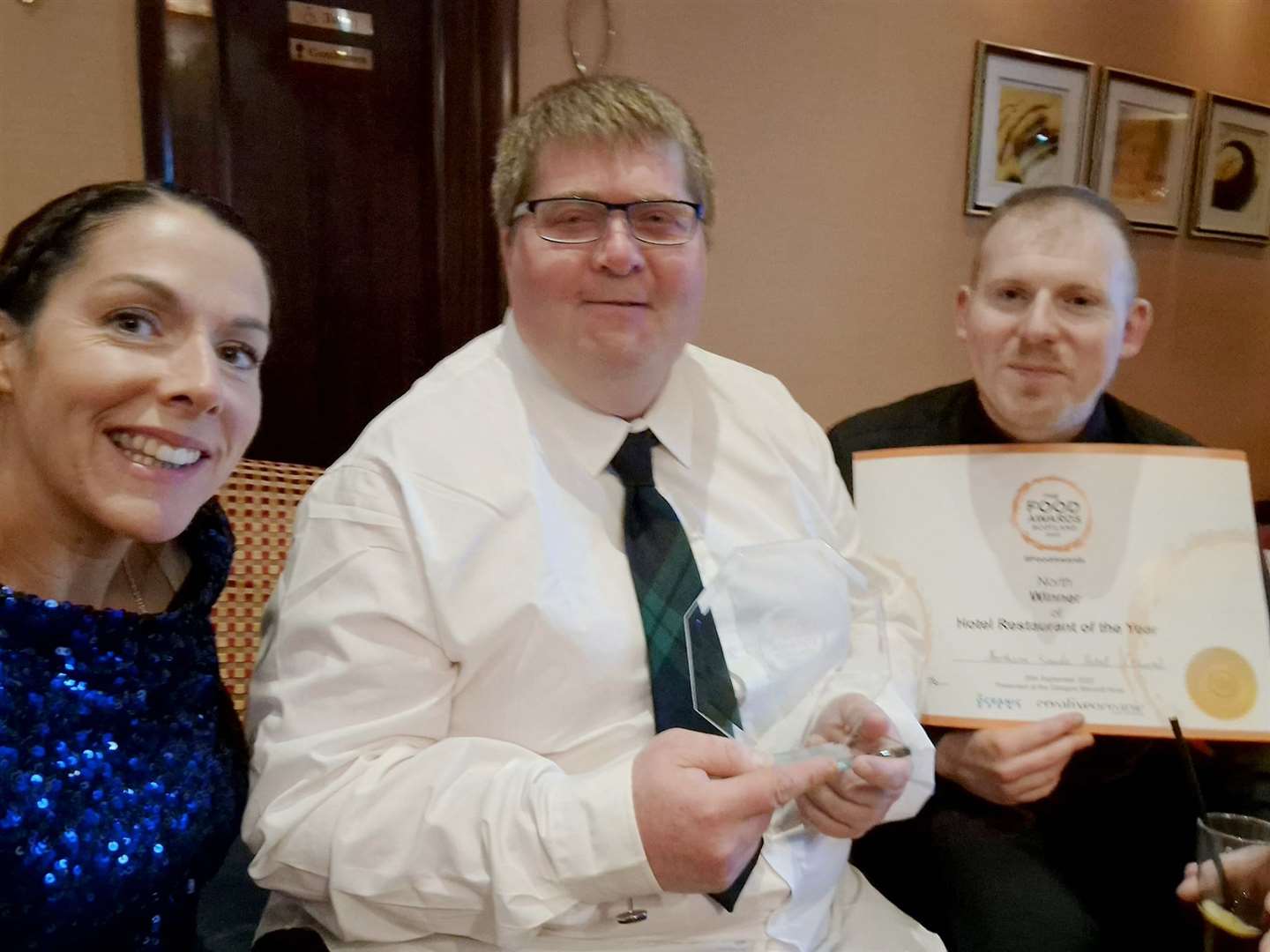 Company manager Theresa MacGregor with the Northern Sands' head chef Darren Munro (centre) and chef de partie Ryan Colquhoun at the Food Awards Scotland 2022 ceremony in Glasgow this week.