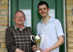 Allan Cup winner Ronnie Bain, with runner-up Alan Morrison.