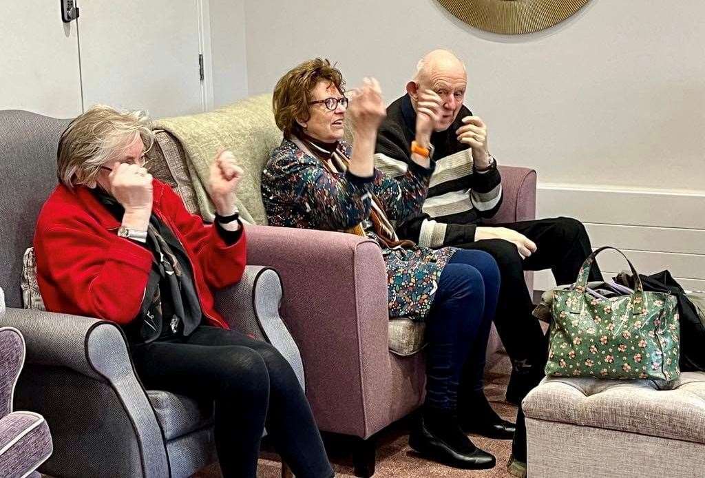 Wilma Stewart, Rosie Eggerton and Barry Eggerton go through the motions.