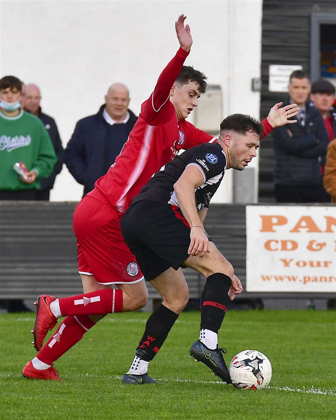 Jack Henry shields the ball from Brechin City's Ewan Loudon. Picture: Mel Roger