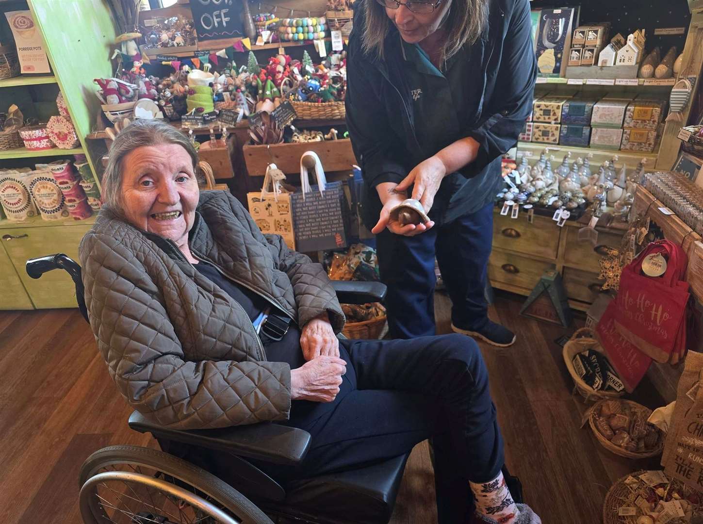 Birthday girl Barbara Thomson browses the merchandise at Stacks.