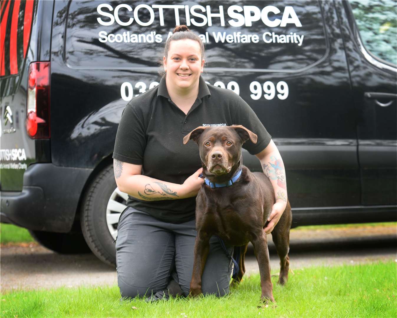 Scottish SPCA animal care assistant Lindsay Grant,w with Flash. Picture: Gary Anthony.