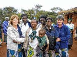 Reay MacGill (right) and her close friend, Chrisanne MacLeod (left), with women involved in the Chamalaza nursery during their visit last year.