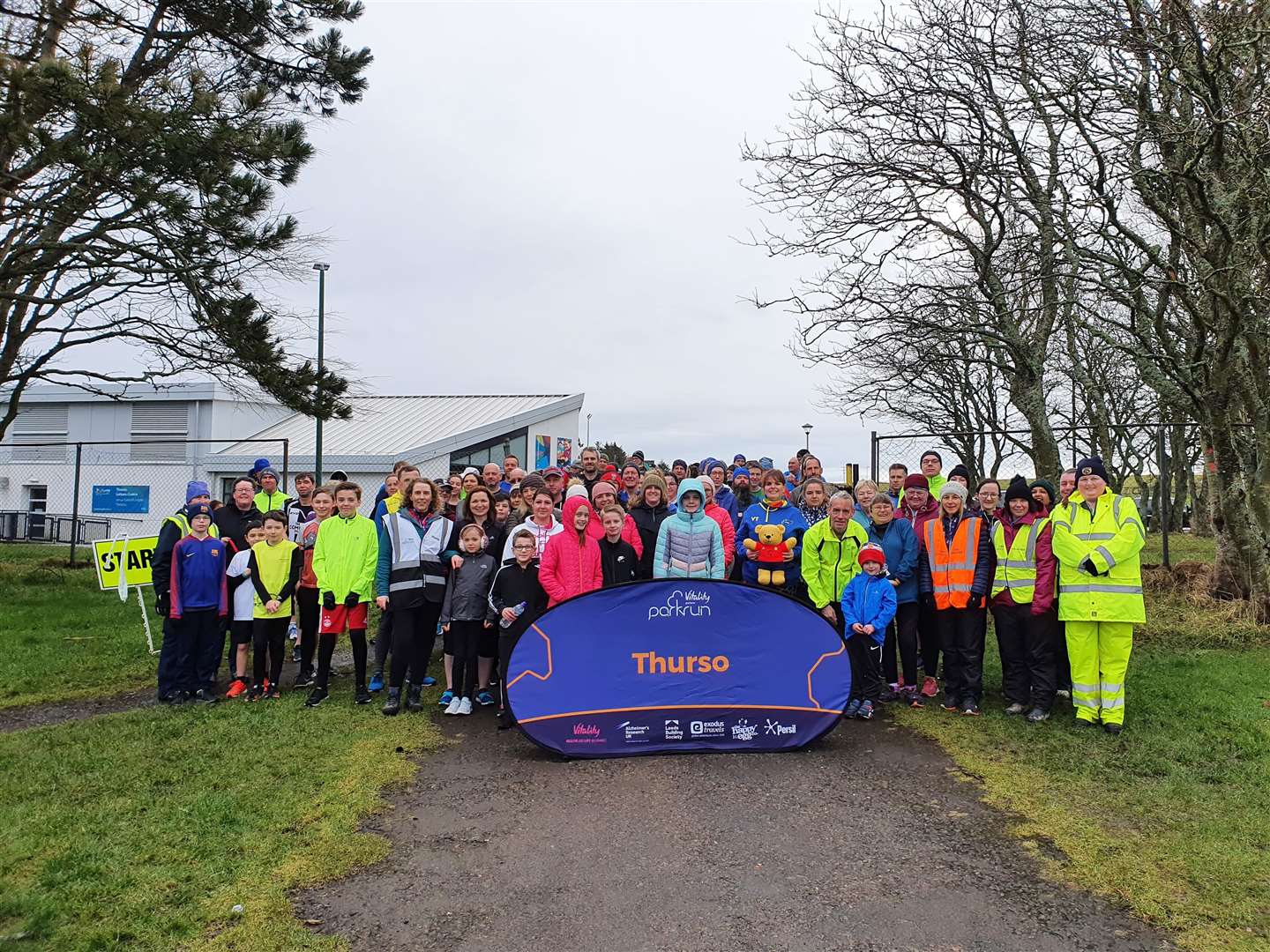 Runners and walkers at the start of Saturday's Thurso parkrun marking International Women’s Day.
