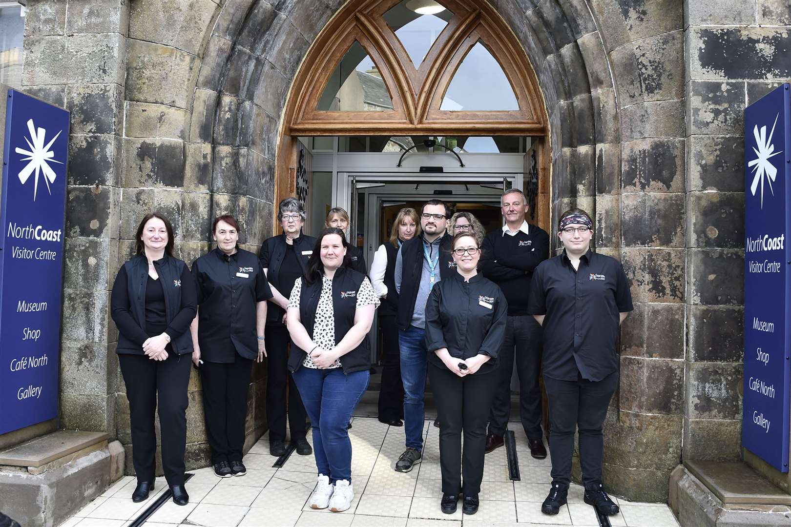 John West (back right) with some of the High Life Highland staff who will help with running the North Coast Visitor Centre. Picture: Mel Roger