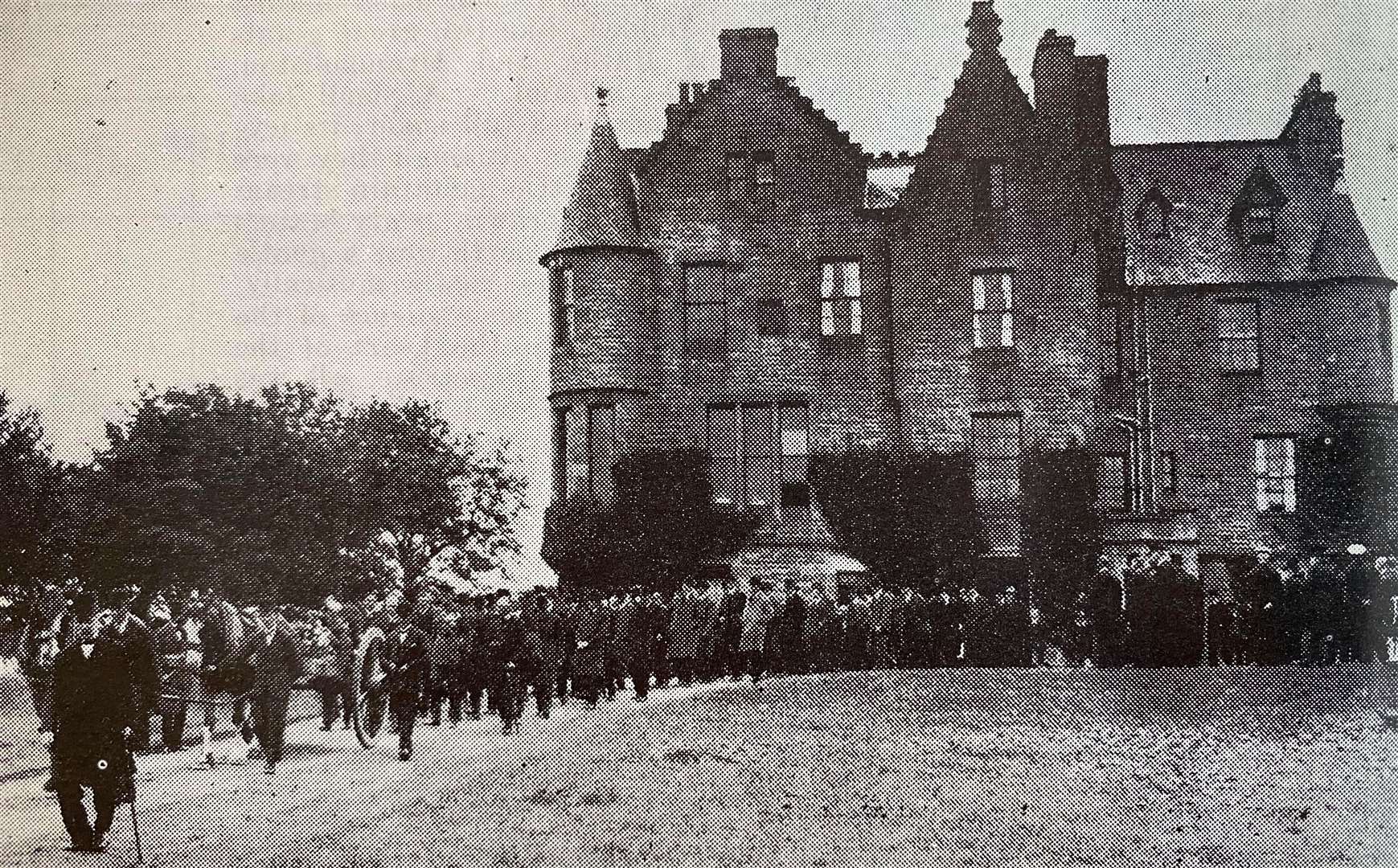 The cortege leaving Lord Horne's home at Stirkoke House.