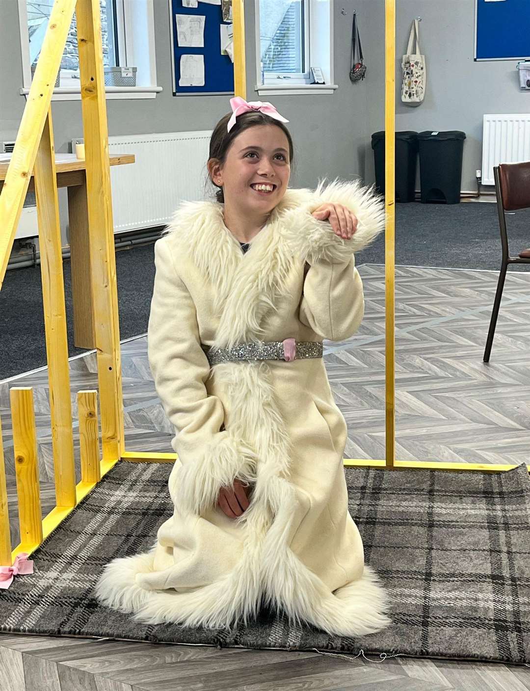 Lily Sutherland rehearsing for A Dog's Life.