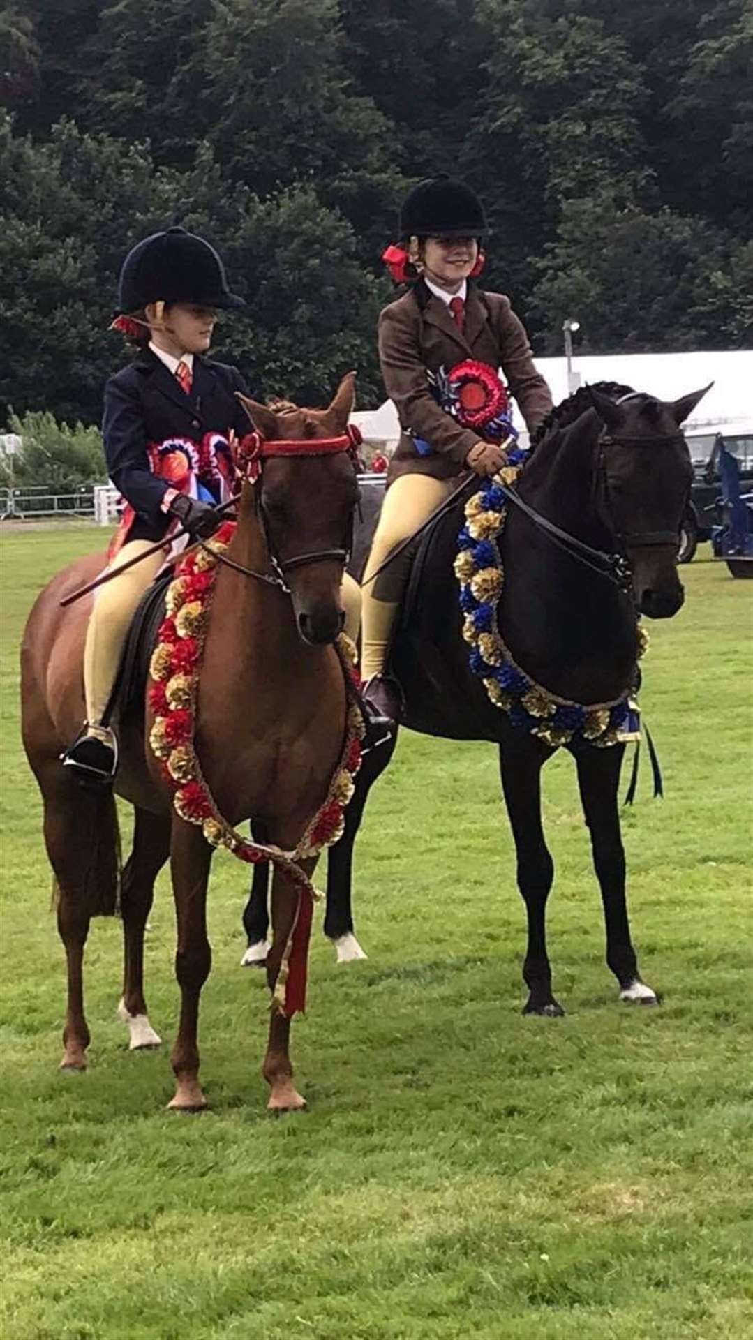 Both Leoni Kennedy's ponies are pictured here with their supreme awards at the Turriff Show. Leoni can be seen on the right with Shanrye Finlay, the reserve supreme ridden horse, and her friend Iona Wynne from Ballater is on the left with the supreme champion Popalbee Minnie Mouse.