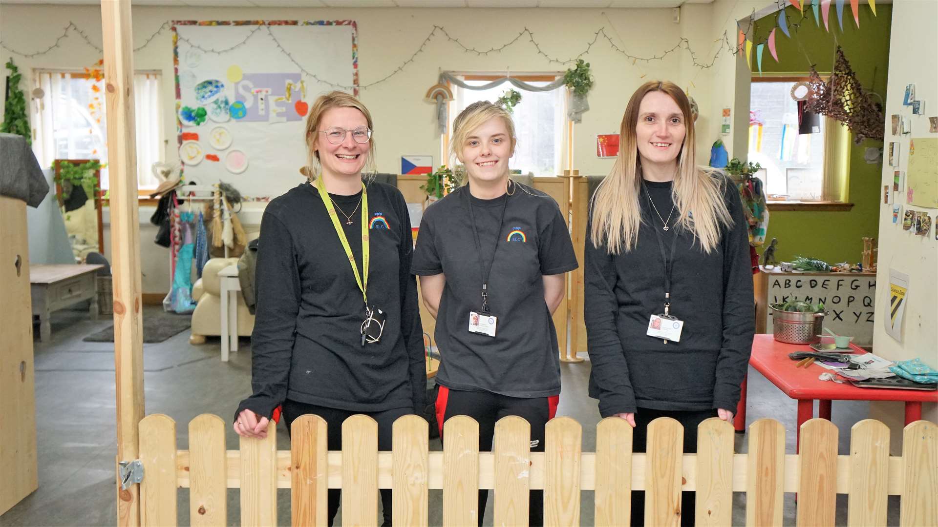 From left, childcare support workers Eilidh Williamson and Kara Sutherland along with manager Julianne Mackillop. Picture: DGS