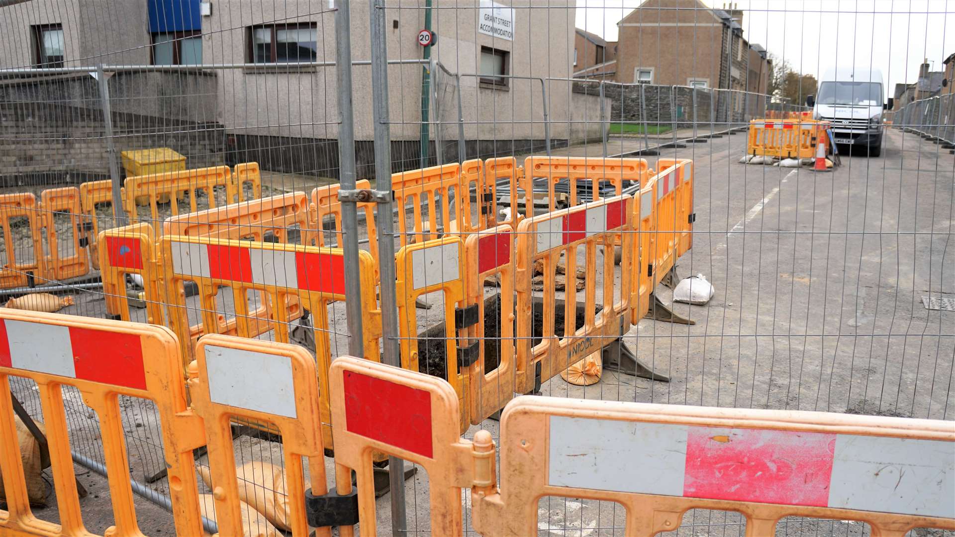 Junction at Macrae Street is blocked off due to the ongoing work. Picture: DGS
