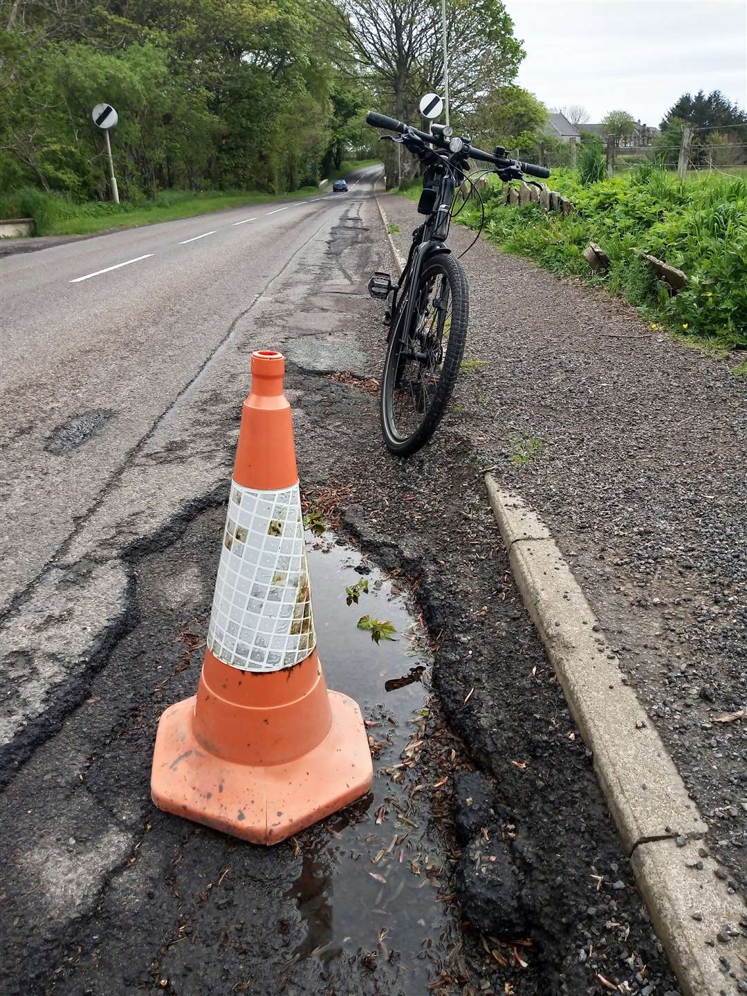 A recent photo of a pothole in Castletown. Picture: Caithness Roads Recovery