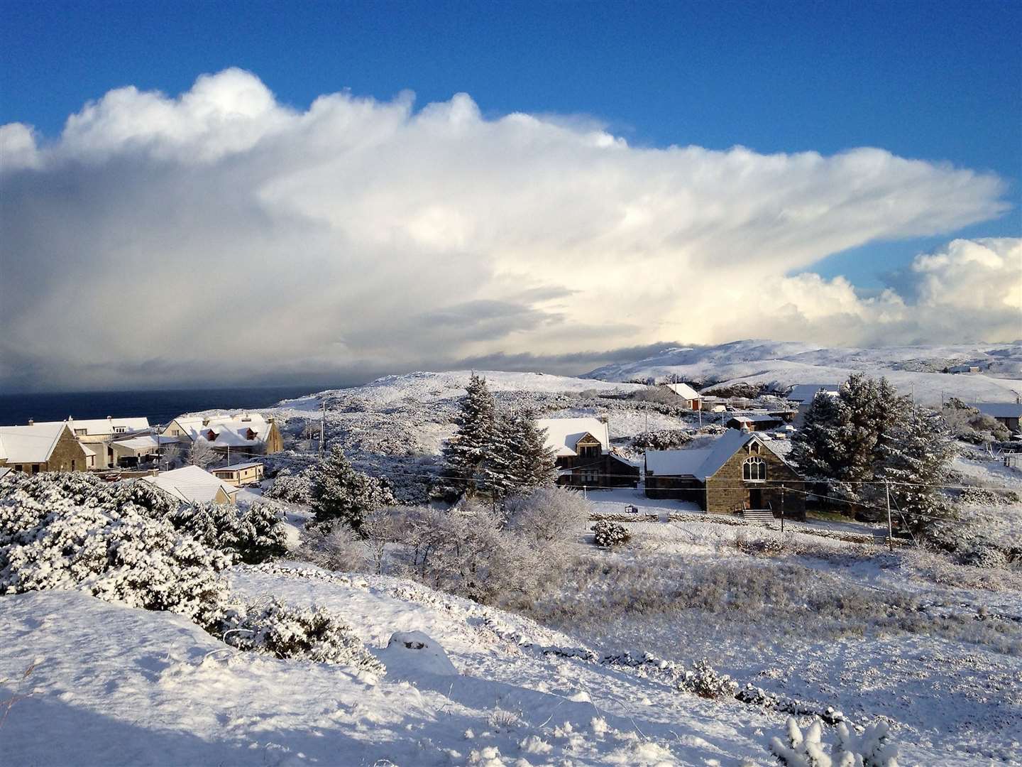 A snowy scene at Bettyhill in late January. Picture: Jim A Johnston