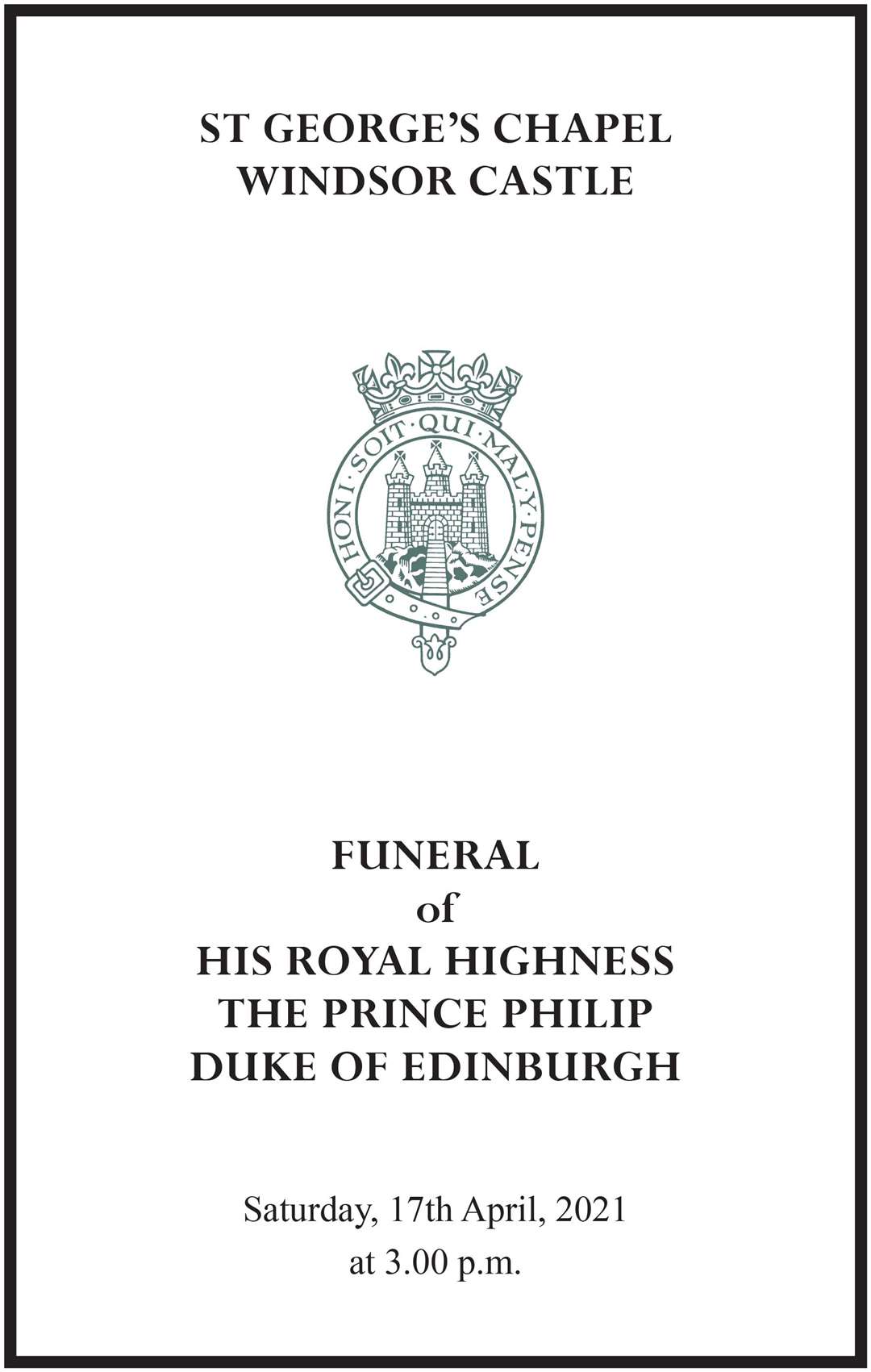 The order of service for the Duke of Edinburgh’s funeral service (Buckingham Palace/PA)
